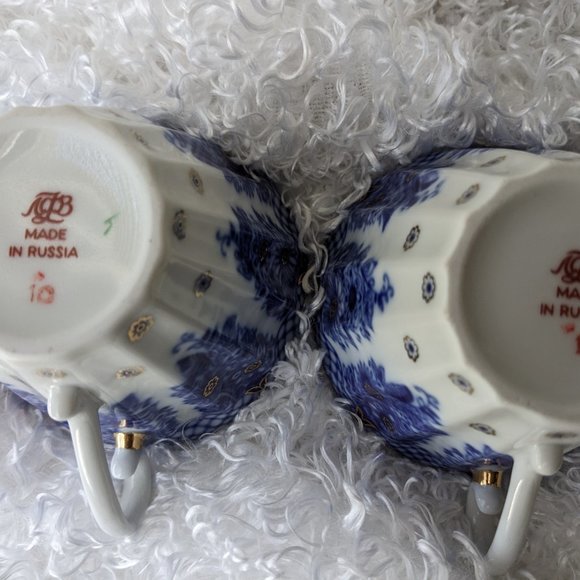 Lomonosov Porcelain Baskets Bridesmaid 2 Tea Cups Saucers First Quality - Rare - Picture 11 of 12